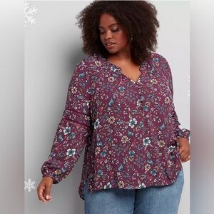 Lane Bryant Floral long sleeve button up Blouse -26/28
